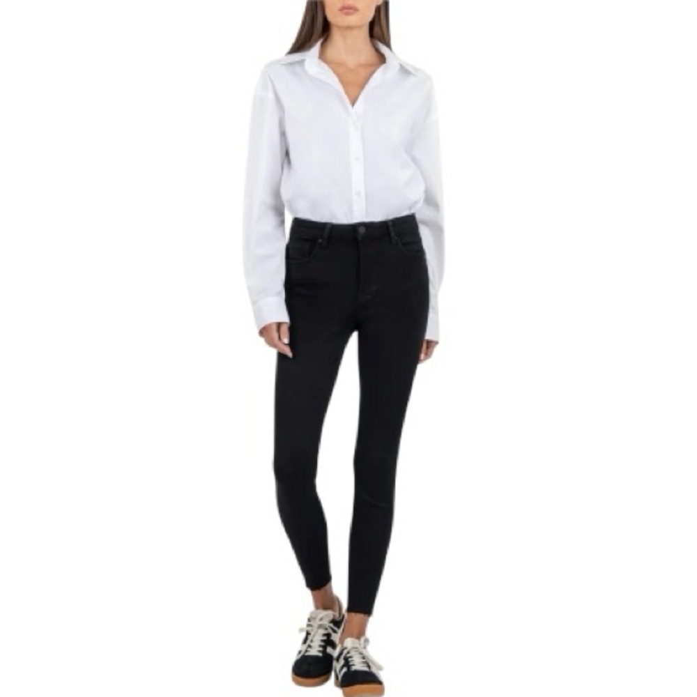 Kut From The Kloth Black Donna High Rise Ankle Skinny Raw Hem Distressed sz6 NWT